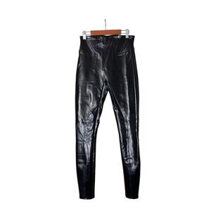 Spanx Faux Patent Leather Leggings high waisted high shine wet look black small